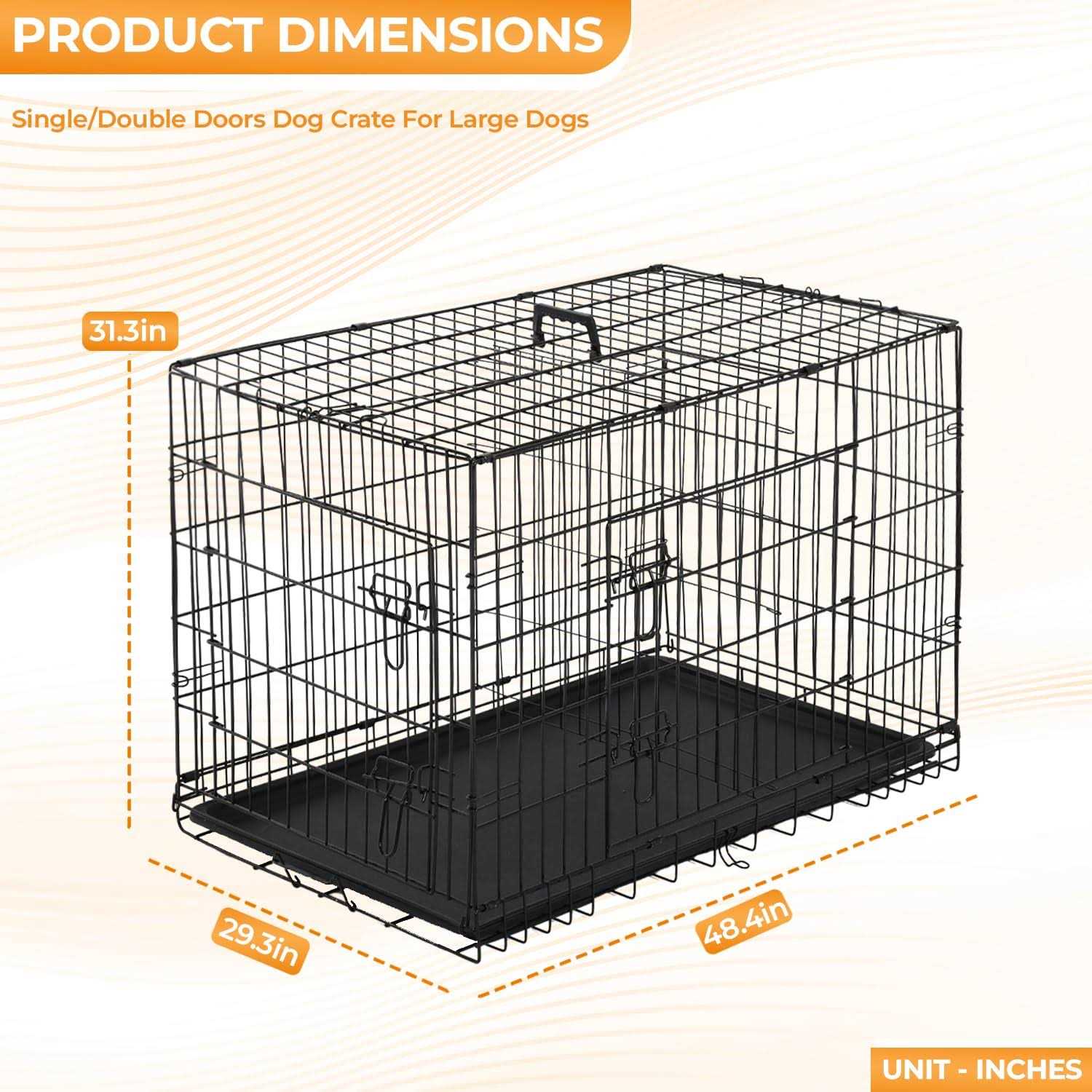Alternative view of PayLessHere Large Dog Crate Kennel for Medium Large Dogs Metal Dog Cage Double-Door Folding Travel Indoor Outdoor Puppy Playpen with Divider and