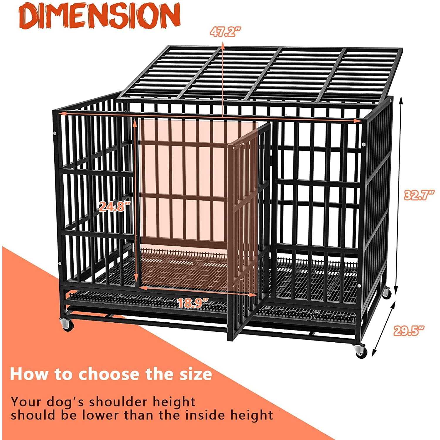 Alternative view of Vitesse Heavy Duty Indestructible high Anxiety Dog Crate cage for Outdoor and Indoor with Removable Tray