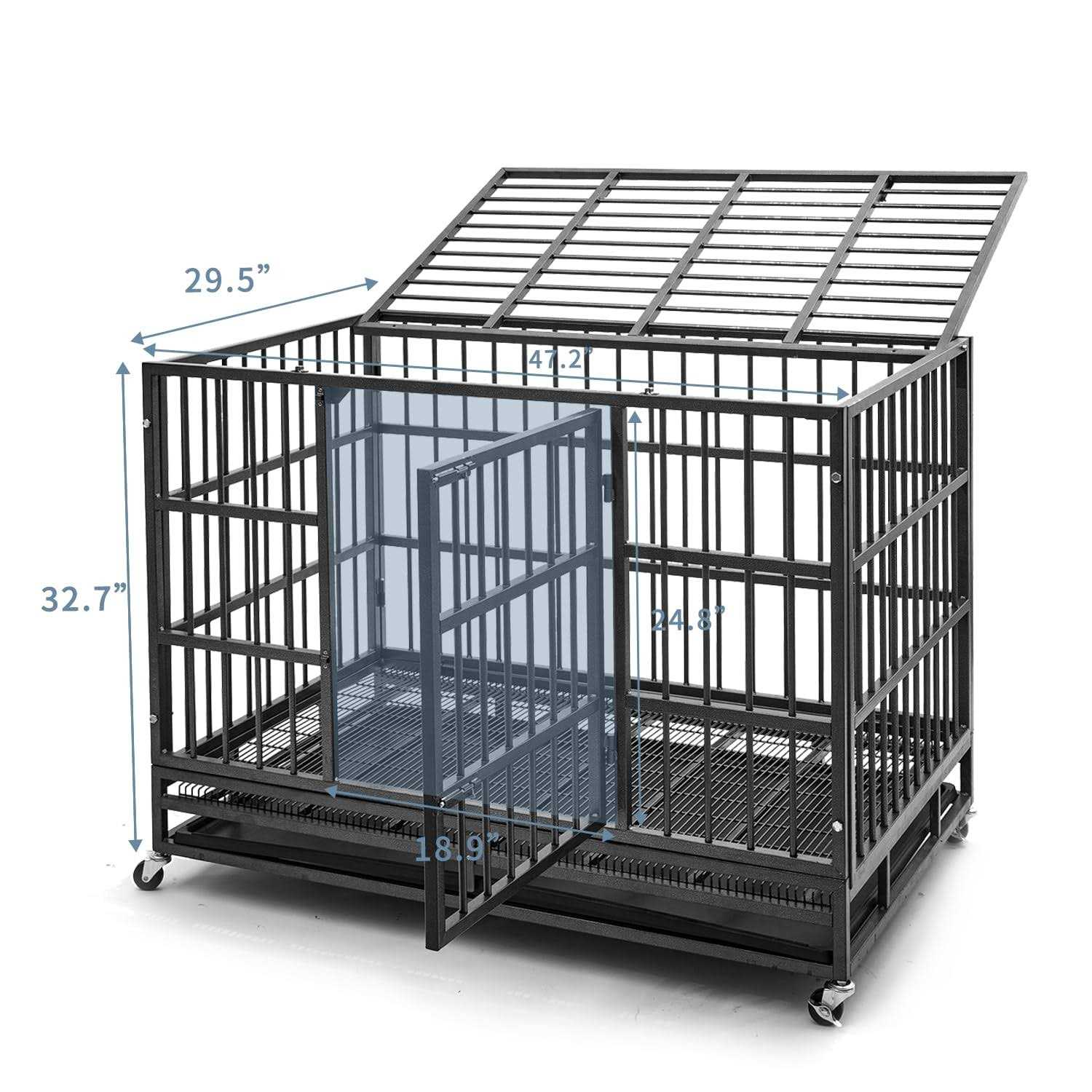 Alternative view of HIWOKK 48 inch Heavy Duty Indestructible Dog Crate Steel Escape Proof