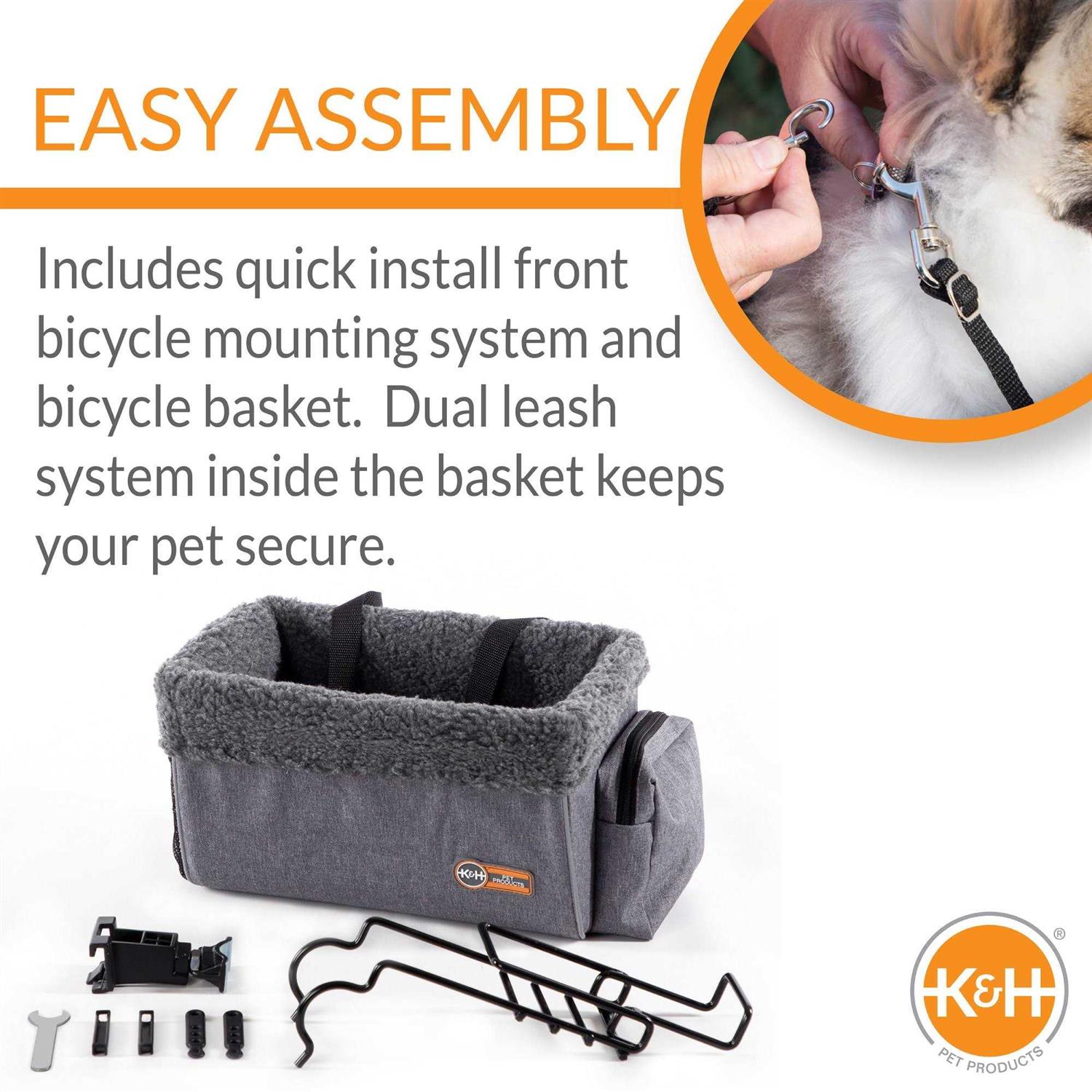 Alternative view of K&H Pet Products Travel Bike Basket for Pets Gray