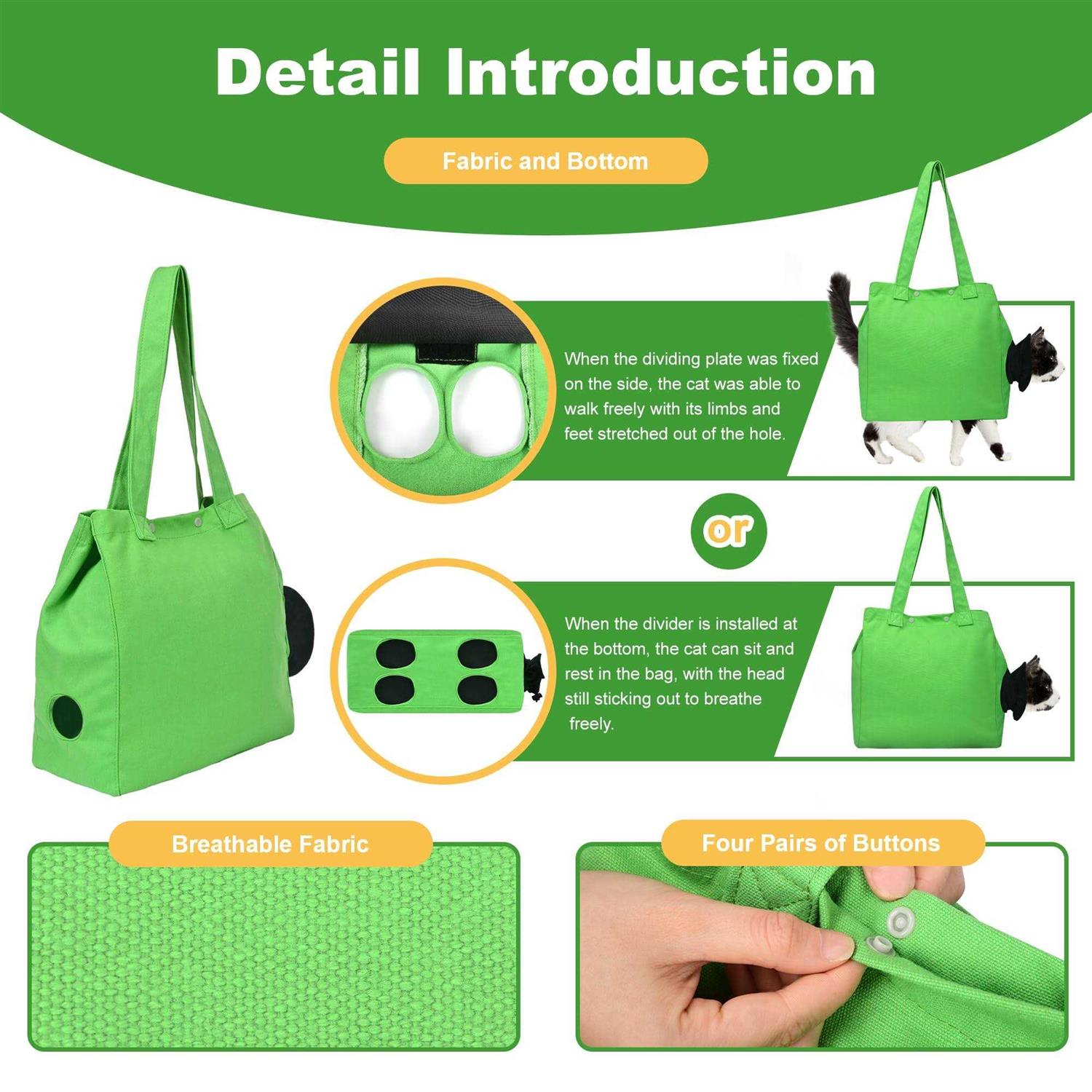 Alternative view of Cat Carrier Soft Cat Travel Bag Sling Pet Accessories Outdoor Color Green Size L,Can take Cats and Dogs Out for a Walk,Support Cats and Dogs up to
