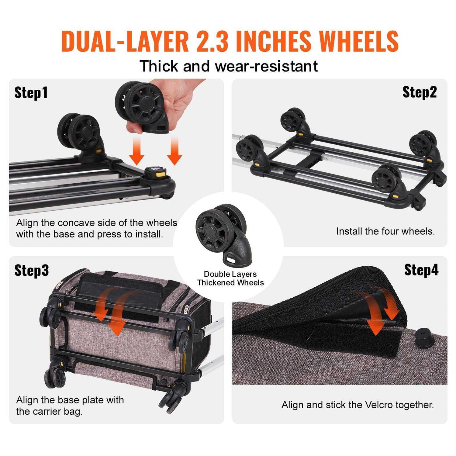 Alternative view of VEVOR Cat Carrier with Wheels, Airline Approved Rolling Pet Carrier with Telescopic Handle and Shoulder Strap