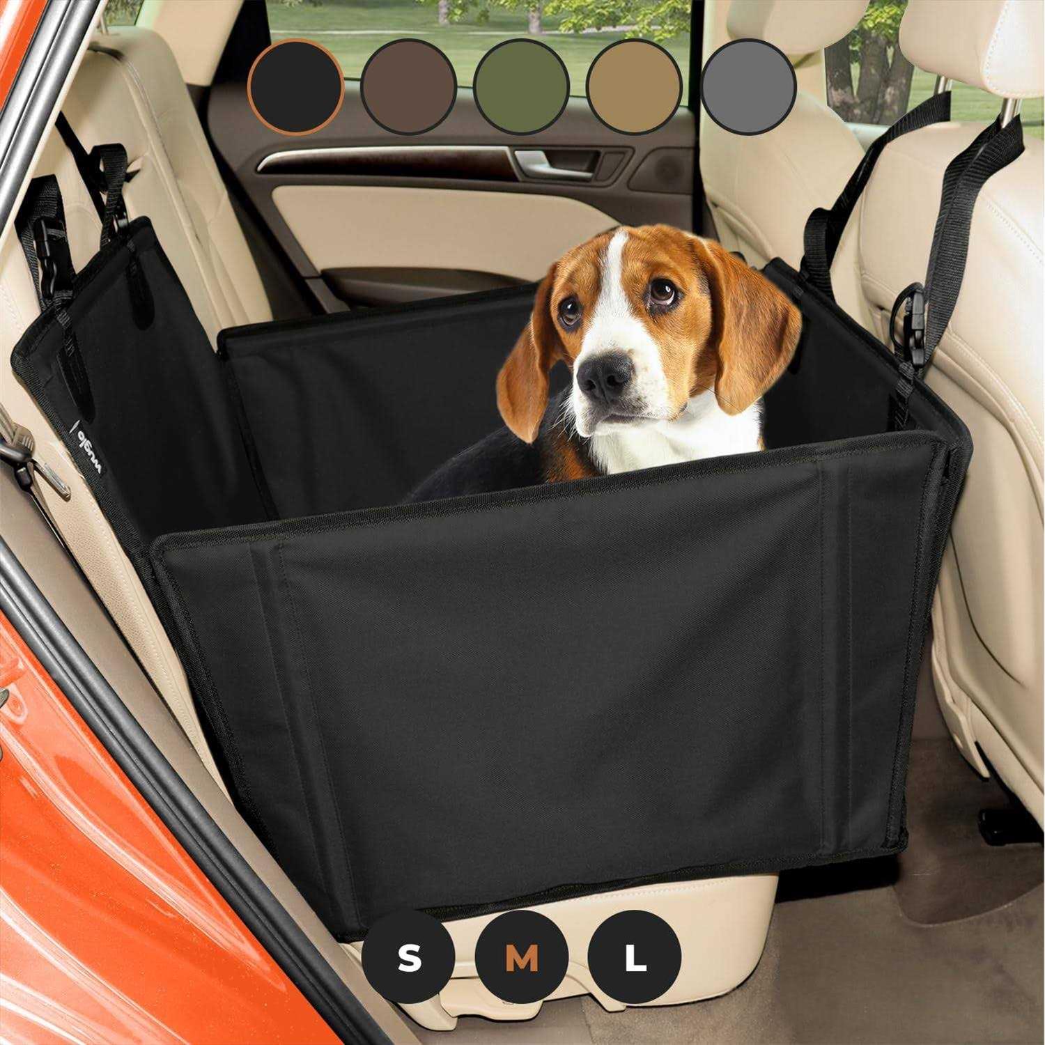 Wuglo Extra Stable Dog car Seat Reinforced car Dog Seat for Medium-Sized Dogs with 4 Fastening Straps