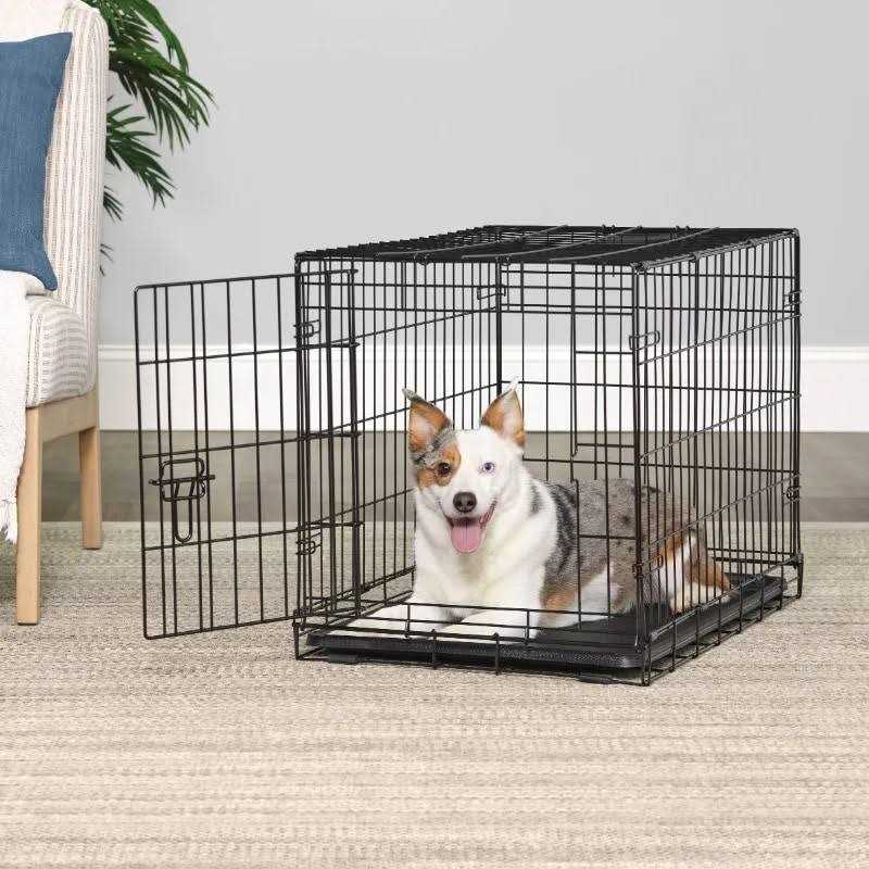 Alternative view of Vibrant Life Single Door Folding Metal Wire Dog Crate with Divider and Tray