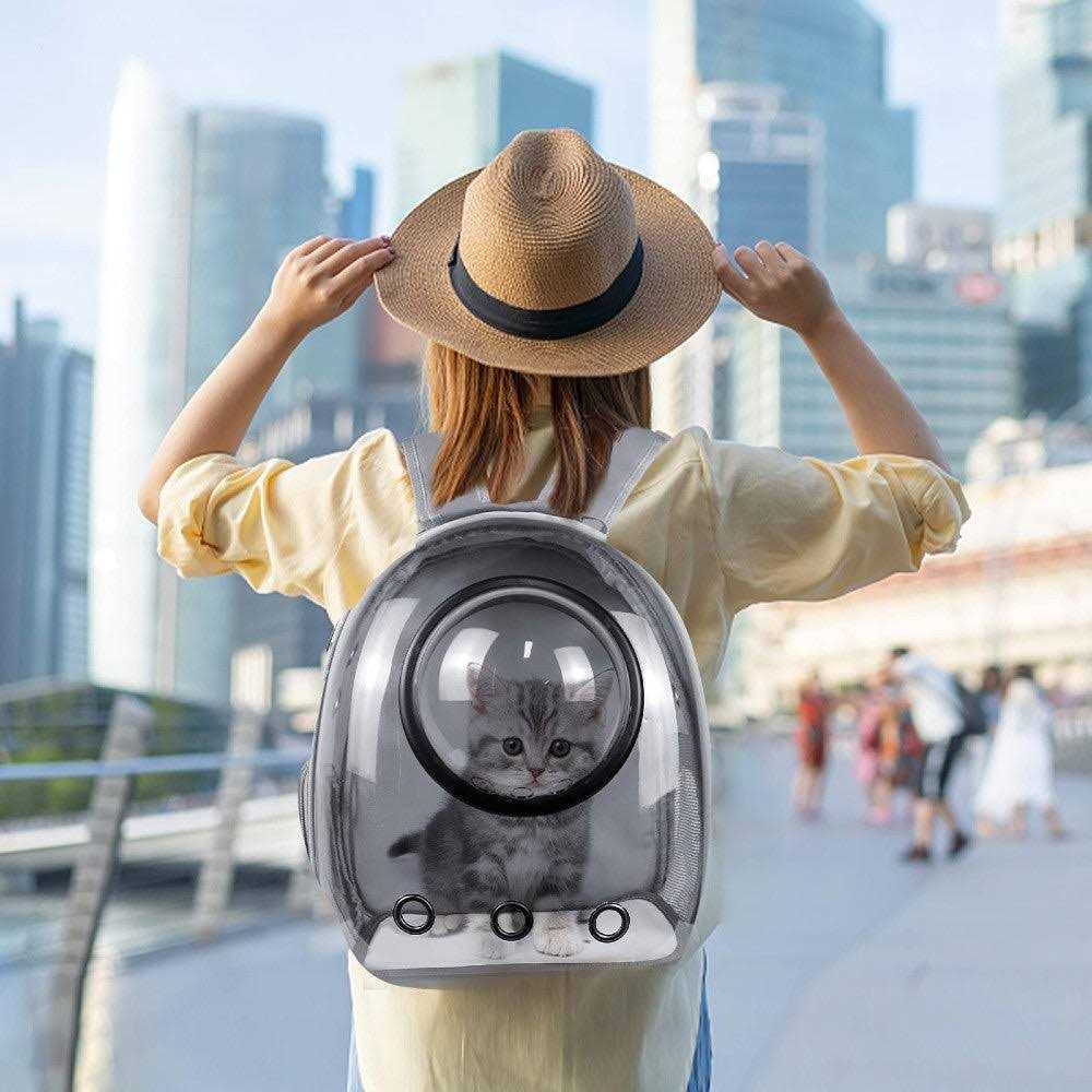 Floofi Space Capsule Backpack Dog Cat Pet Travel Carrier Grey