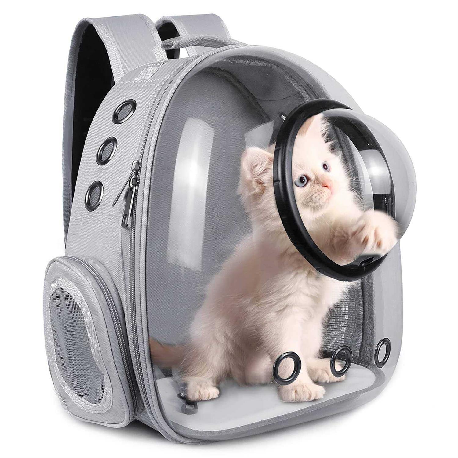 Alternative view of Floofi Space Capsule Backpack Dog Cat Pet Travel Carrier Grey