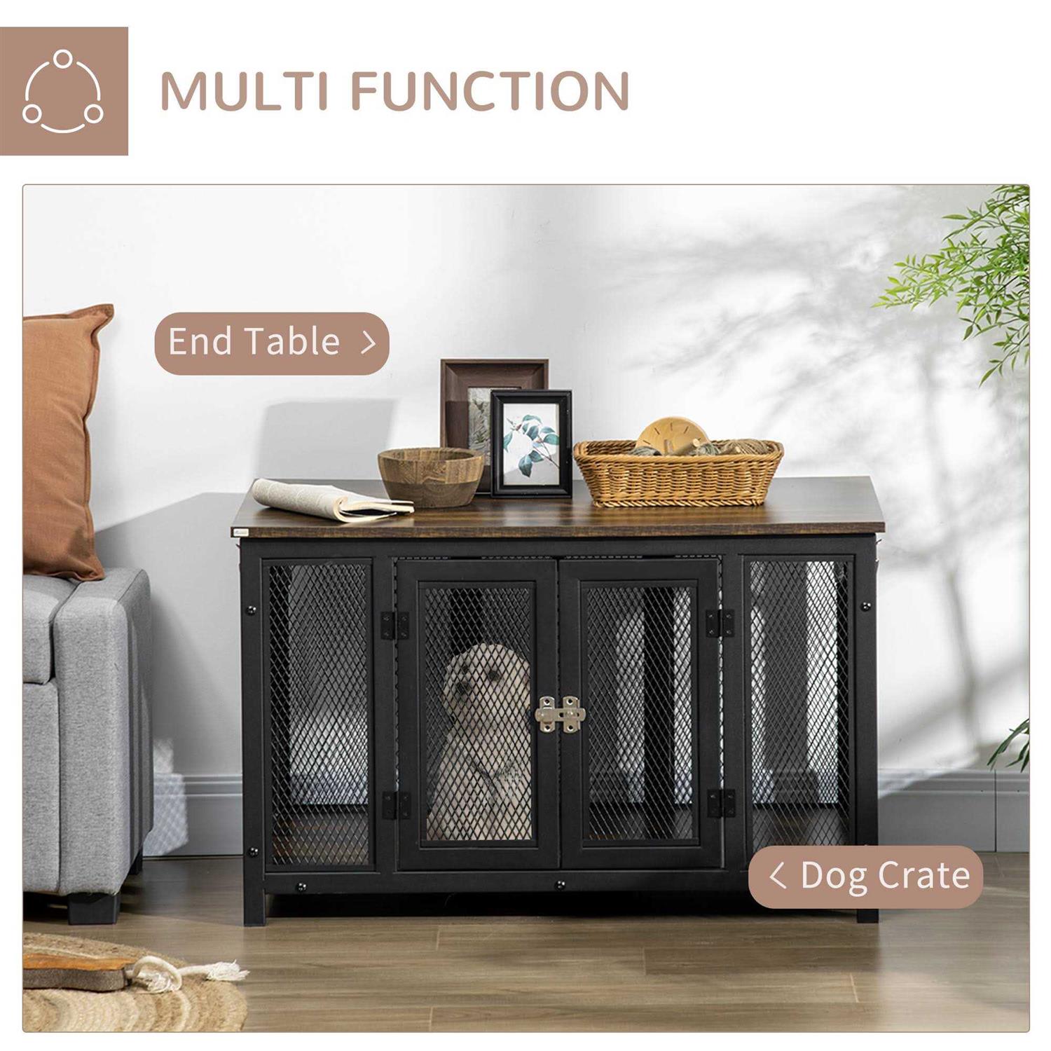 Alternative view of PawHut Furniture Style Dog Crate with Openable Top Big Dog Crate End Table