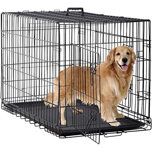 BestPet 24,30,36,42,48 Inch Dog Crates for Large Dogs Folding Mental Wire Crates Dog Kennels Outdoor and Indoor Pet Dog Cage Crate with Double-Door,