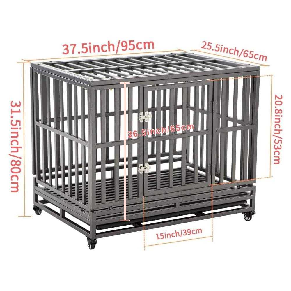 Alternative view of SMONTER Heavy Duty Strong Metal Dog Cage Pet Kennel Crate Playpen Wheels