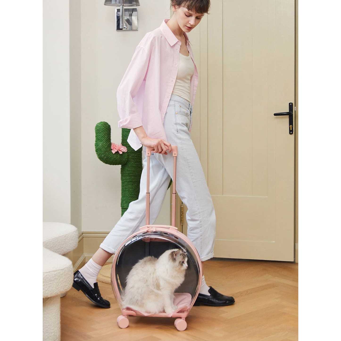 Alternative view of Vetreska Bubble Pet Carrier Pink Color Block