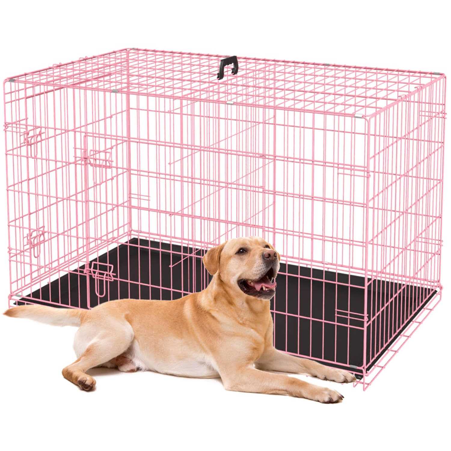 bestpet 24,30,36,42,48 Inch Dog Crates for Large Dogs Folding Mental Wire Crates Dog Kennels Outdoor and Indoor Pet Dog Cage Crate with Double-Door