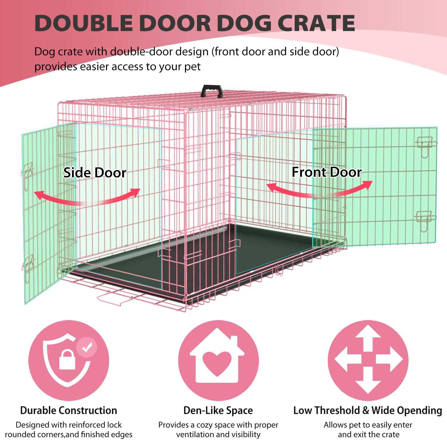 Alternative view of bestpet 24,30,36,42,48 Inch Dog Crates for Large Dogs Folding Mental Wire Crates Dog Kennels Outdoor and Indoor Pet Dog Cage Crate with Double-Door