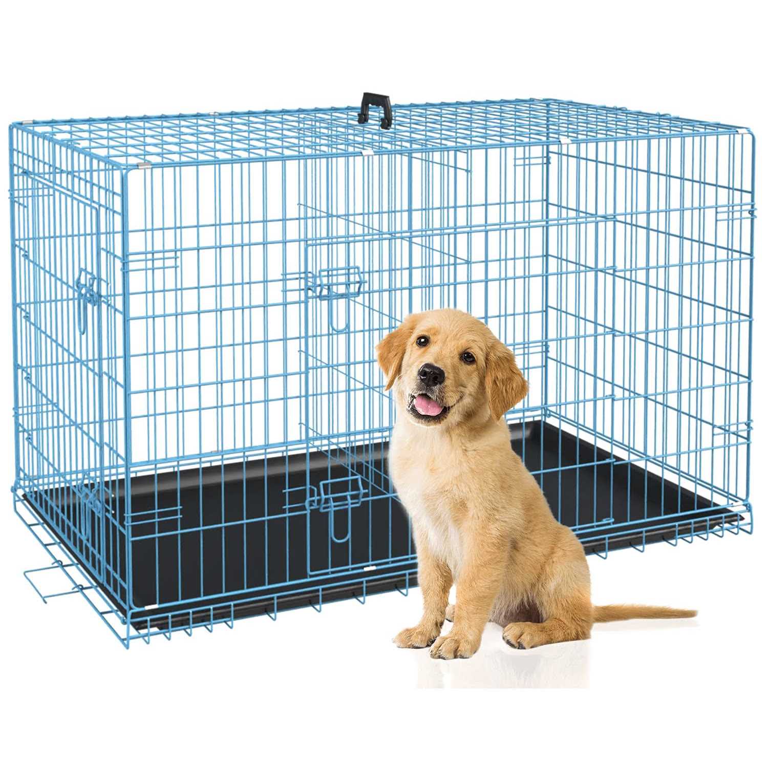 bestpet 24,30,36,42,48 Inch Dog Crates for Large Dogs Folding Mental Wire Crates Dog Kennels Outdoor and Indoor Pet Dog Cage Crate with Double-Door