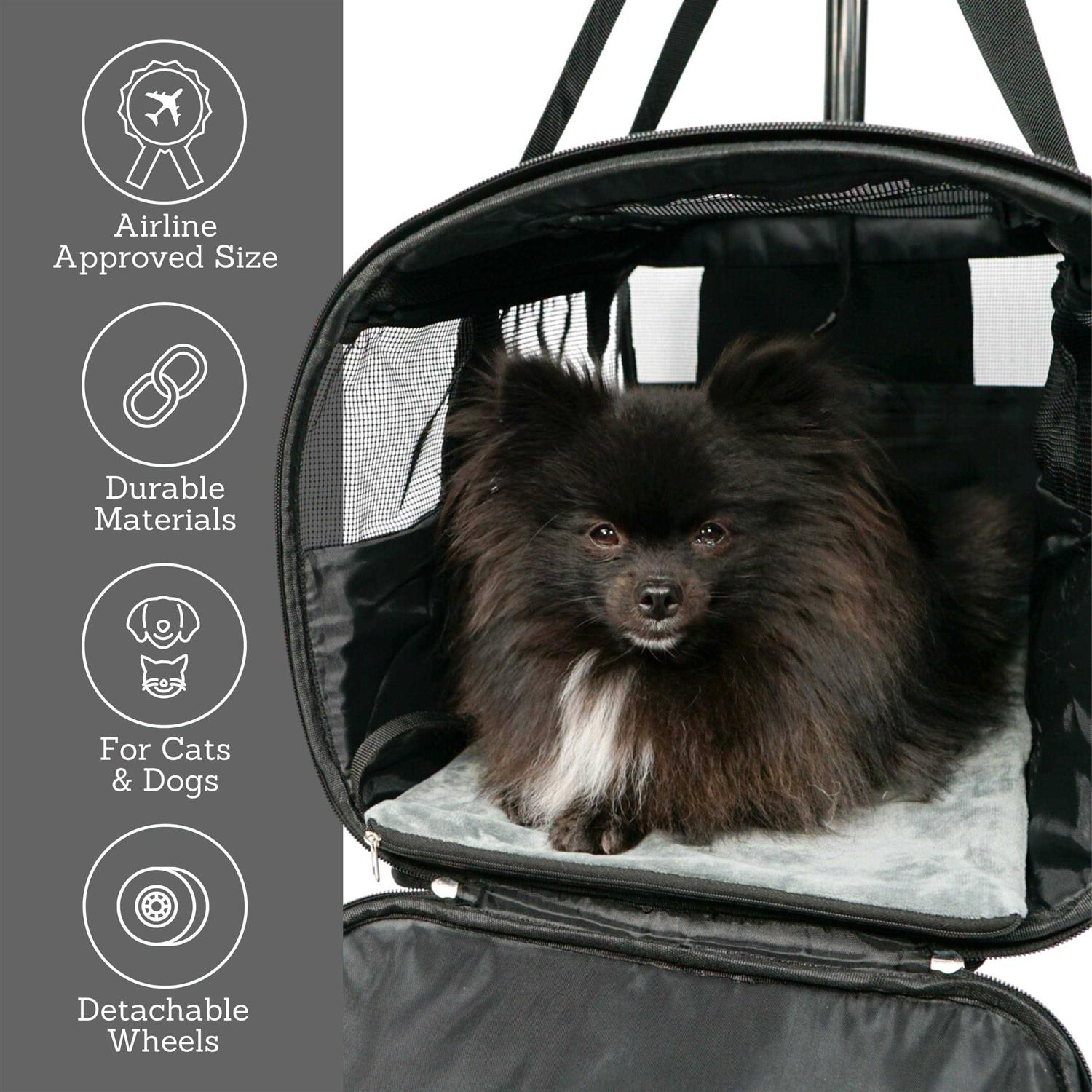 Alternative view of Pet Carrier with Wheels – Airline Approved – Rolling Pet Carrier – Soft Dog & Cat Travel Carrier