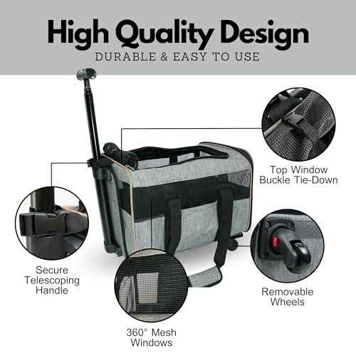 Alternative view of Pet Carrier with Wheels – Airline Approved – Rolling Pet Carrier – Soft Dog & Cat Travel Carrier