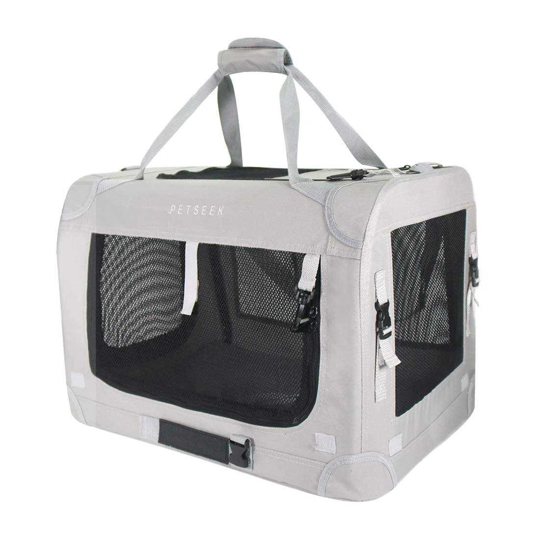 Petseek Extra Large Cat Carrier Soft Sided Folding Small Medium Dog Pet Carrier 24x16.5x16 Travel Collapsible Ventilated Comfortable Design