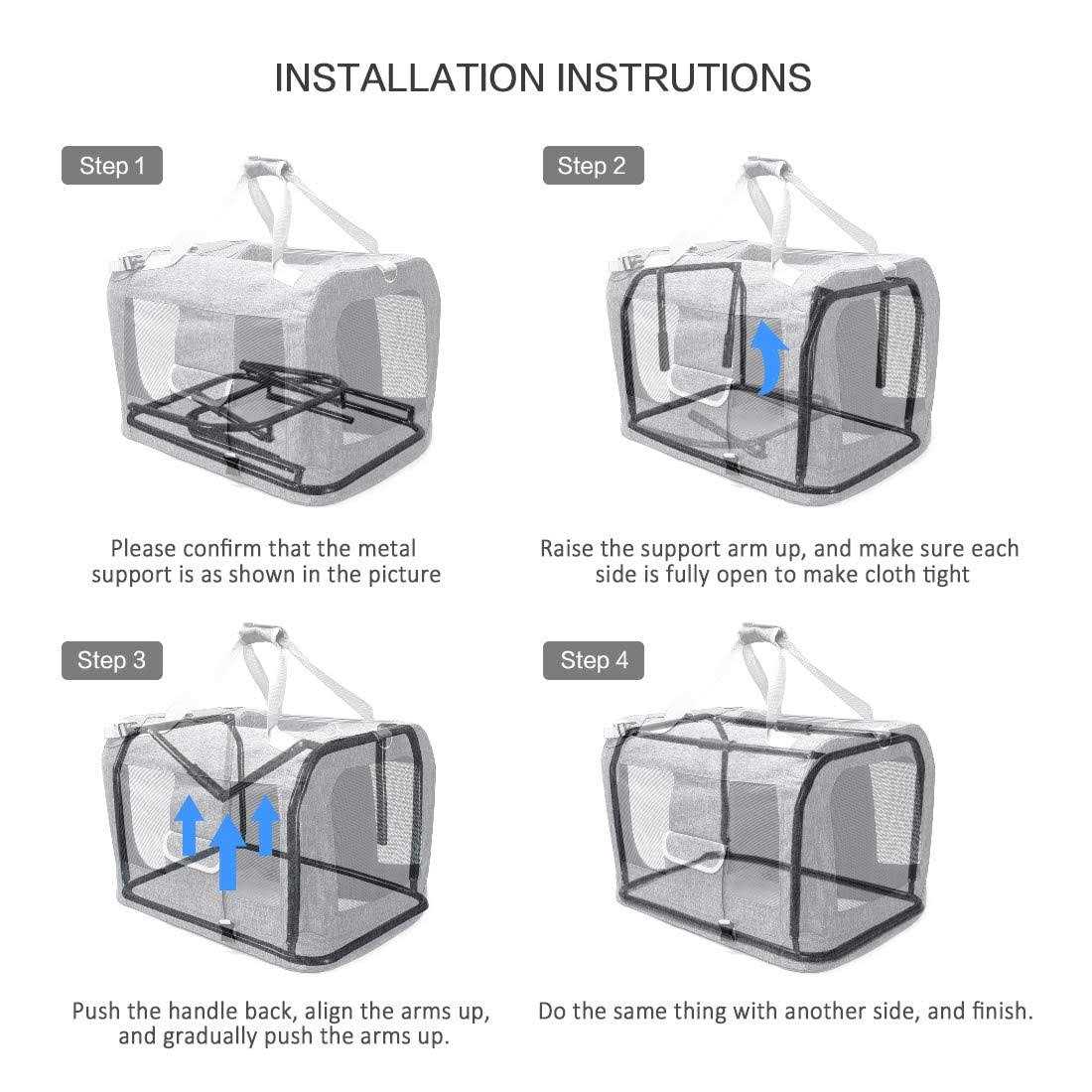 Alternative view of Petseek Extra Large Cat Carrier Soft Sided Folding Small Medium Dog Pet Carrier 24x16.5x16 Travel Collapsible Ventilated Comfortable Design