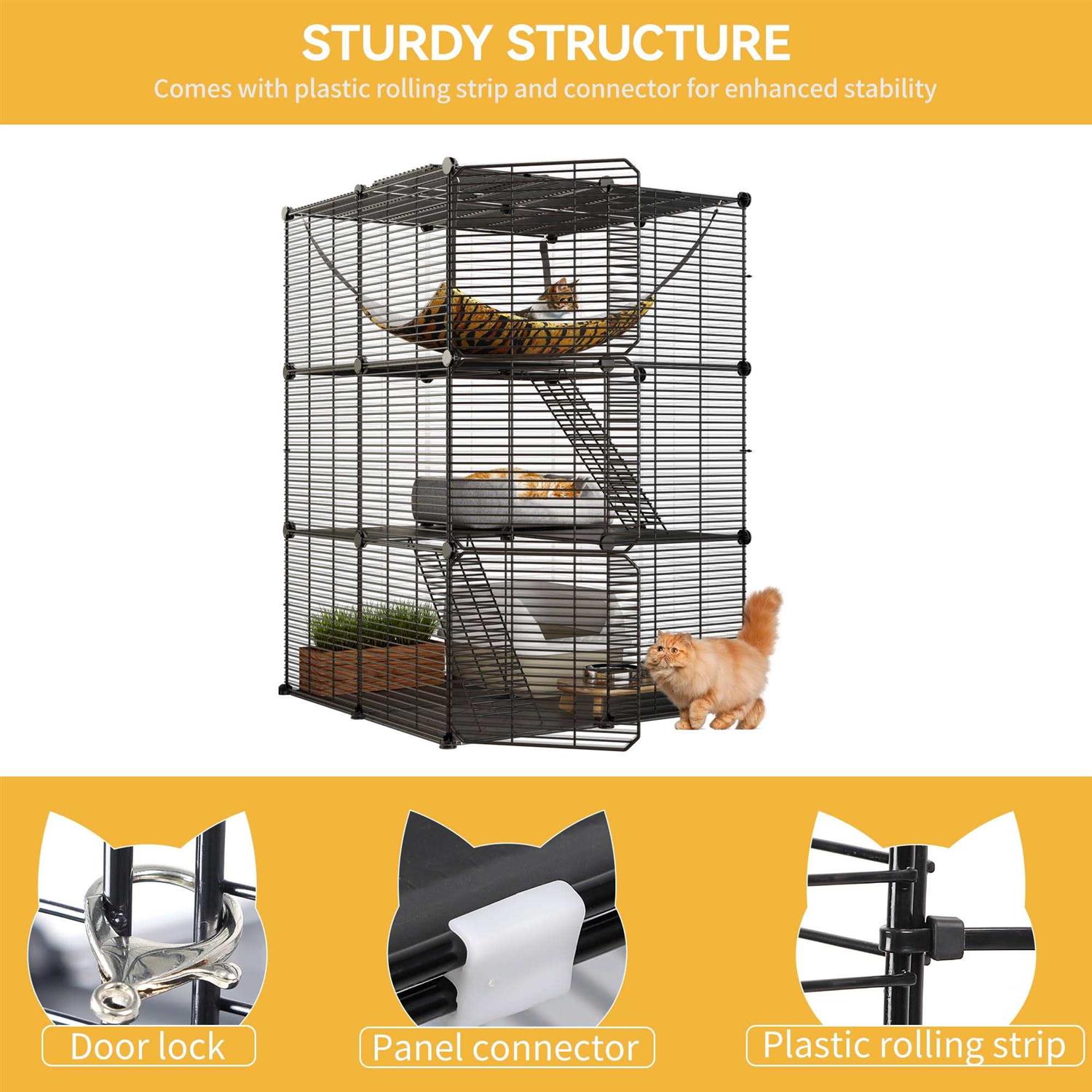 Alternative view of Dextrus Cat Cage Cat Enclosures Cat Kennel with Extra Large Hammock for 1-2 Cats