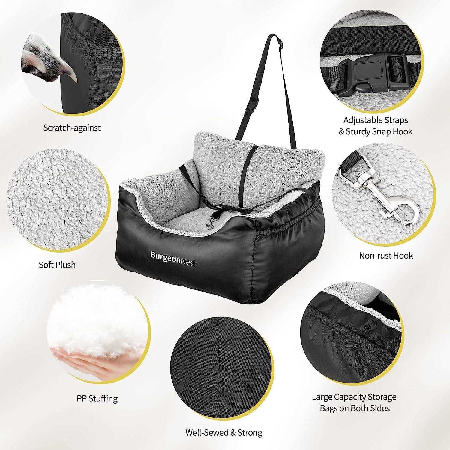 Alternative view of Burgeonnest Dog Car Seat for Small Dogs, Fully Detachable and Washable Dog Carseats Small Under 25