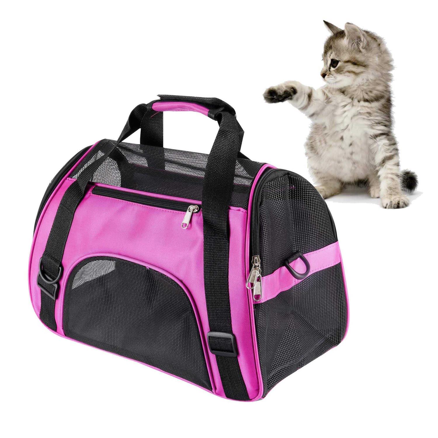 MuchL Cat Carrier Soft-Sided Pet Travel Carrier for Medium Cats Small Cats Dog Carriers for Small Dogs Puppy Comfort Portable Foldable Dog Cat Pet