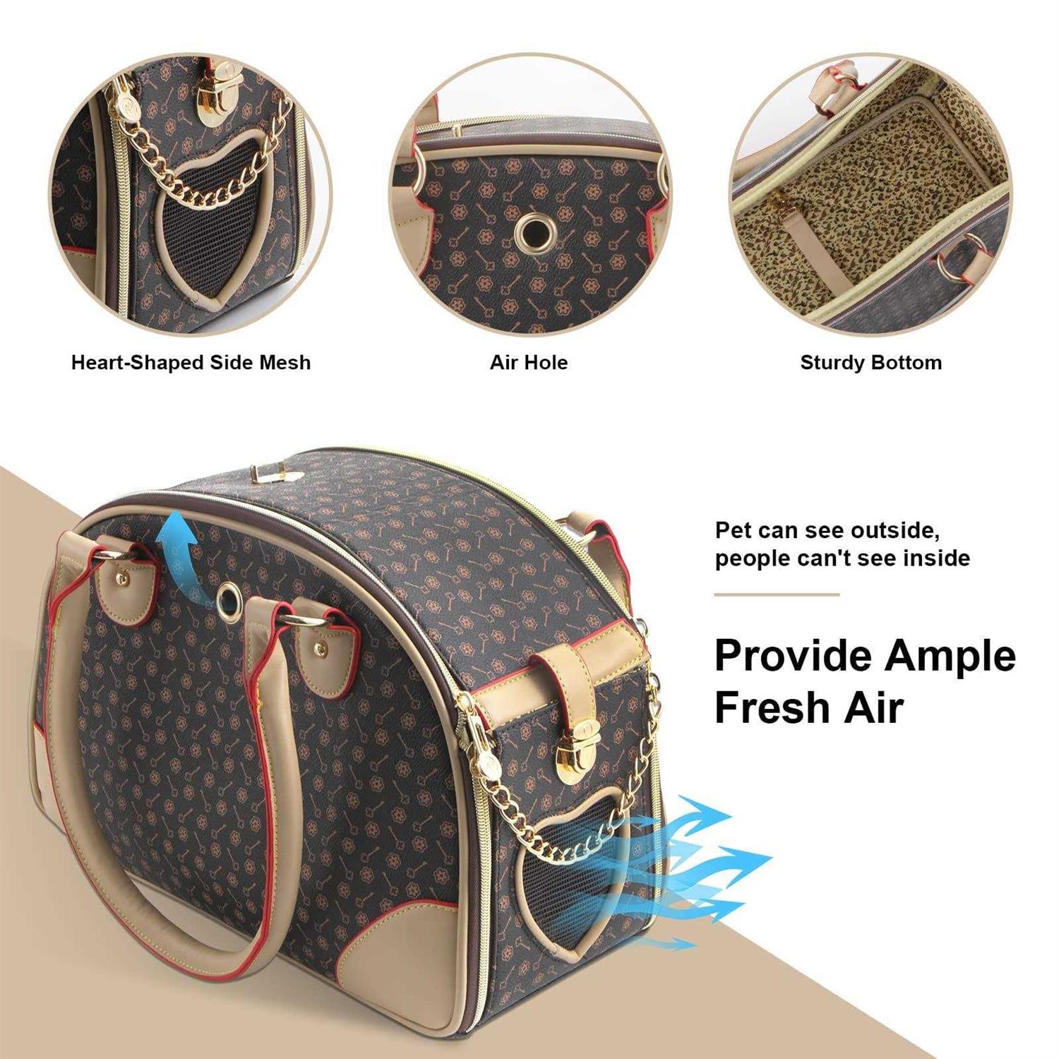 Alternative view of petpetssmart Fashion Dog Carrier Pu Leather Dog Handbag Dog Purse Cat Tote Bag Pet Cat Dog Hiking Bag