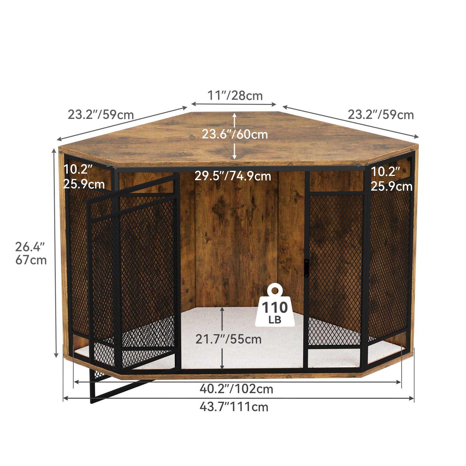 Alternative view of Dextrus Corner Dog Crate Furniture,Stylish 43.7-inch Wooden Dog Kennel with Sturdy Metal Mesh