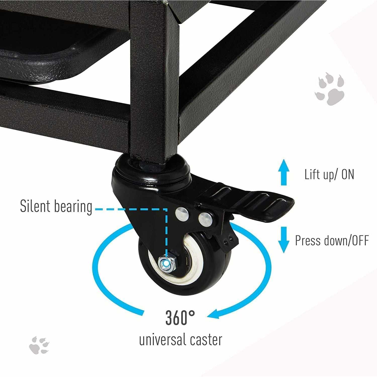 Alternative view of JINTANGLI Pet Heavy Duty Dog Crate for Large Medium Dogs, Metal Pet Cage Kennel Crate Roof Strong Playpen with Sturdy Latches and 4 Lockable Wheels