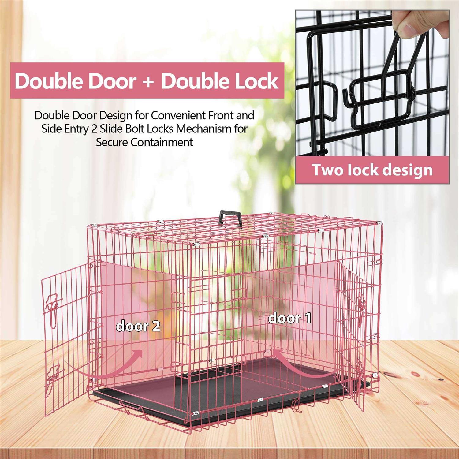 Alternative view of Cl.hpahkl Dog Cage for Large Dogs Indoor, Folding Dog Crates and Kennels Double Door
