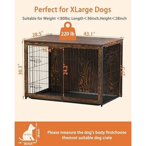 Alternative view of Megidok Wooden Dog Crate Furniture with Cushion Dog Crate End Table with Tray