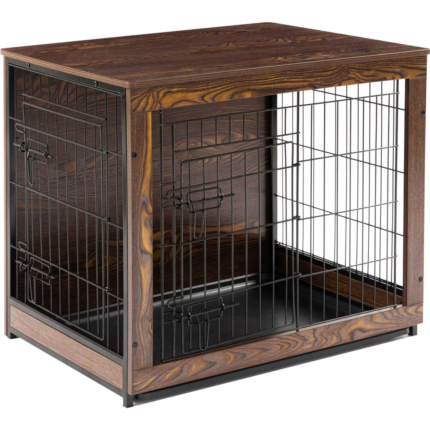 Alternative view of Megidok Wooden Dog Crate Furniture with Cushion Dog Crate End Table with Tray