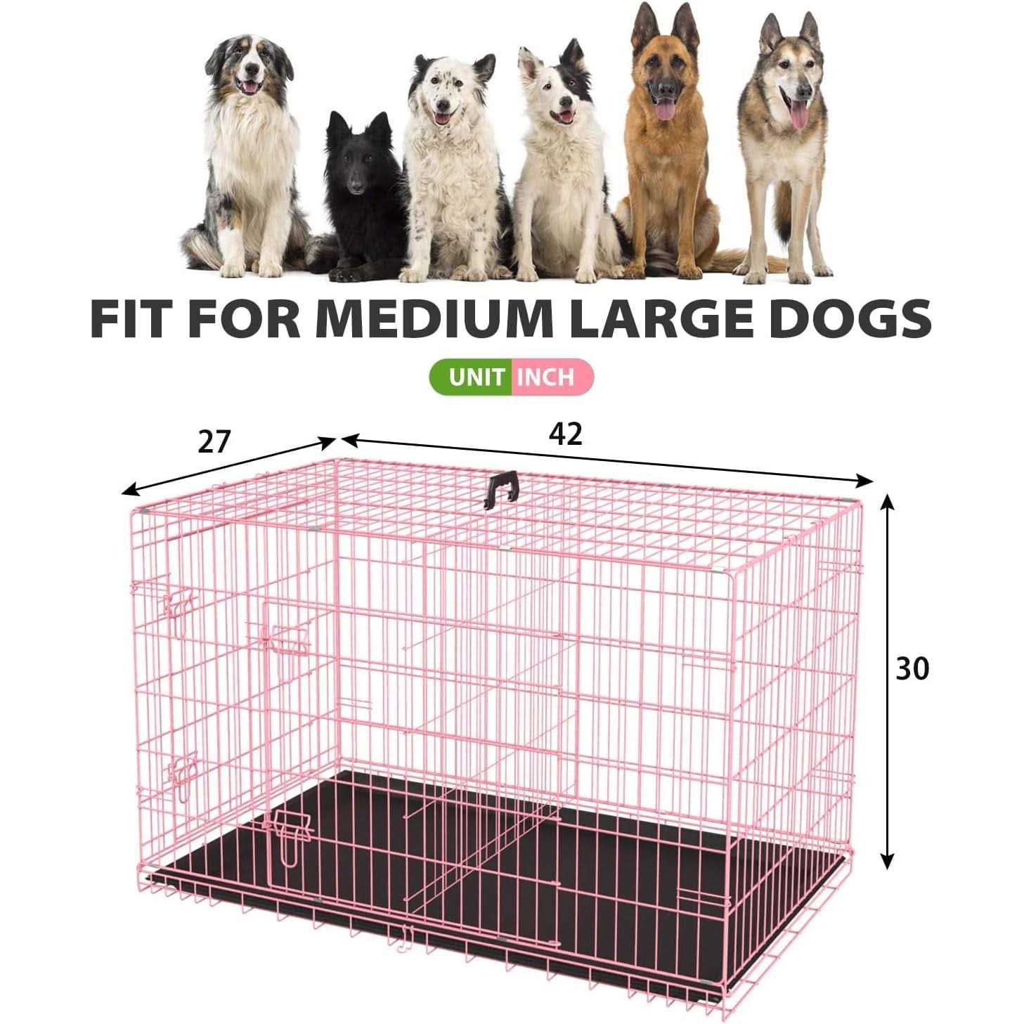 Alternative view of Dkelincs 42 inch Dog Crate Dog Cage for Large Dogs Foldable Metal XL Dog Kennels with 2 Doors