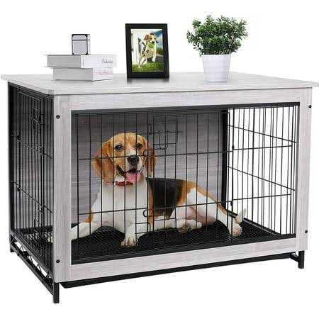 Arlopu Dog Crate Furniture Wooden End Table Indoor Dog Kennel