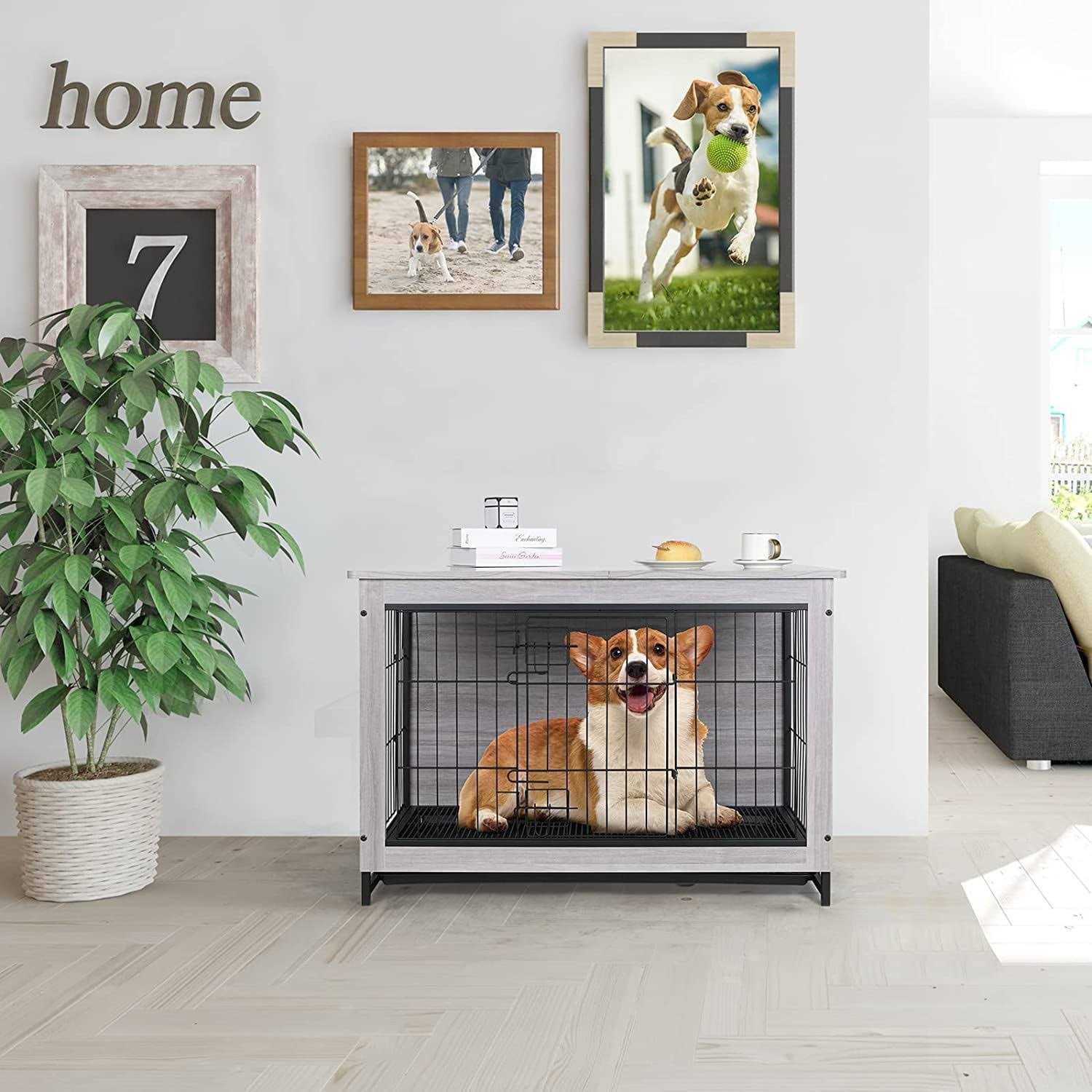 Alternative view of Arlopu Dog Crate Furniture Wooden End Table Indoor Dog Kennel