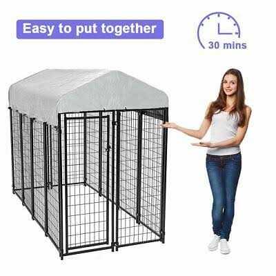 Alternative view of bestpet 8 x 4 x 6 ft dog kennel outdoor dog pen playpen house heavy duty dog crate metal galvanized welded pet animal camping