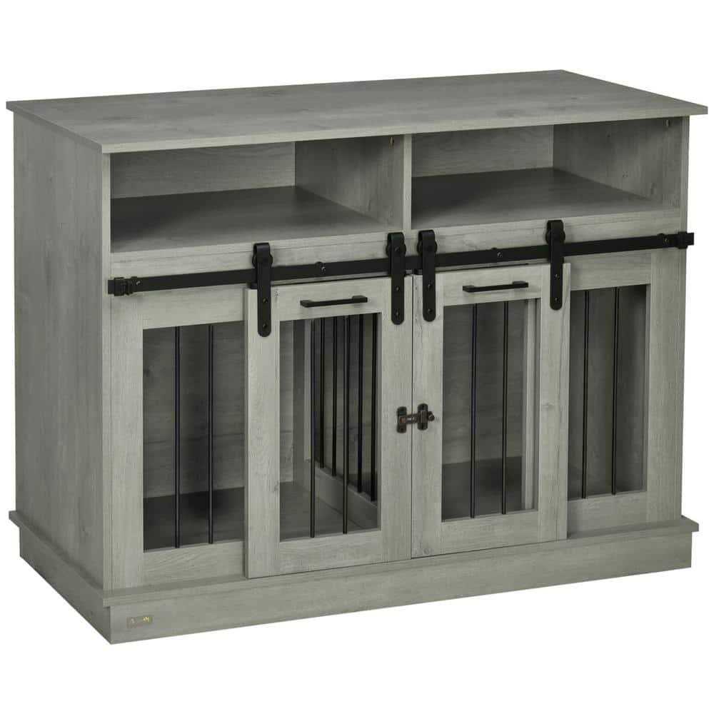 PawHut Dog Crate Furniture for Large Dogs Double Dog Kennel for Small Dogs with Shelves