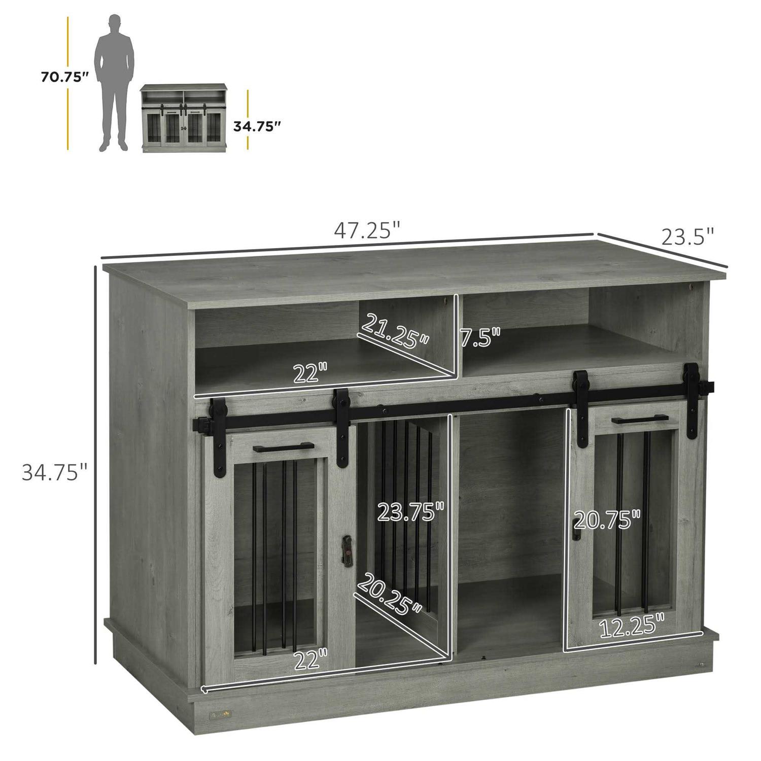 Alternative view of PawHut Dog Crate Furniture for Large Dogs Double Dog Kennel for Small Dogs with Shelves