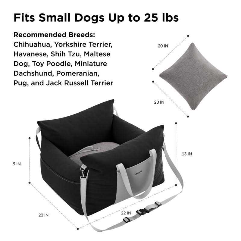Alternative view of LE SURE Lesure Small Dog Car Seat for Small Dogs Waterproof Dog Booster Seat for Car with Storage Pockets, Clip-On Safety Leash and Thickened Memory Foam