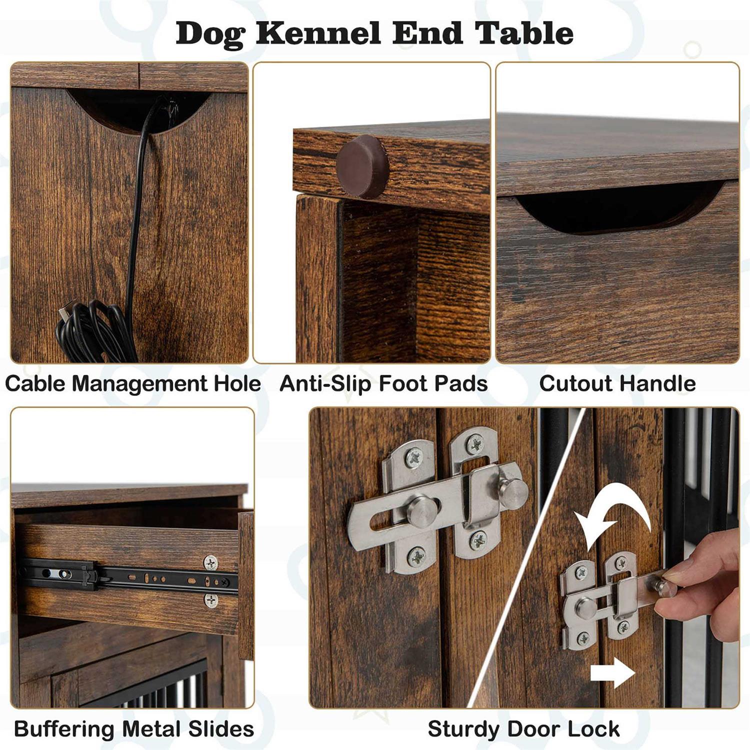 Alternative view of Costway 2-In-1 Furniture Dog Crate with Drawer Wired & Wireless Charging Side End Table