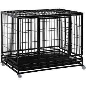 Alternative view of BestPet Dog Crate Cage for Large Dogs Heavy Duty Dog Kennel Pet Playpen for Training Indoor Outdoor with Plastic Tray Double Doors & Locks Design