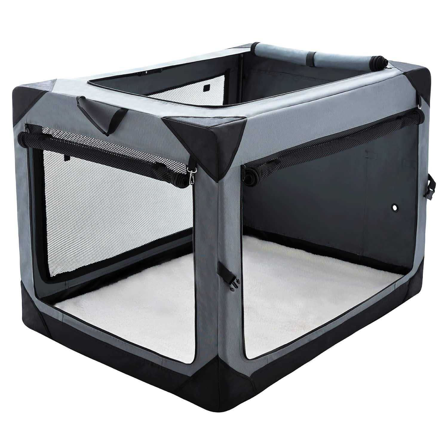 Pettycare Collapsible Dog Crate Dogs 4-Door Foldable Soft Dog Kennel with Chew Proof Mesh Windows