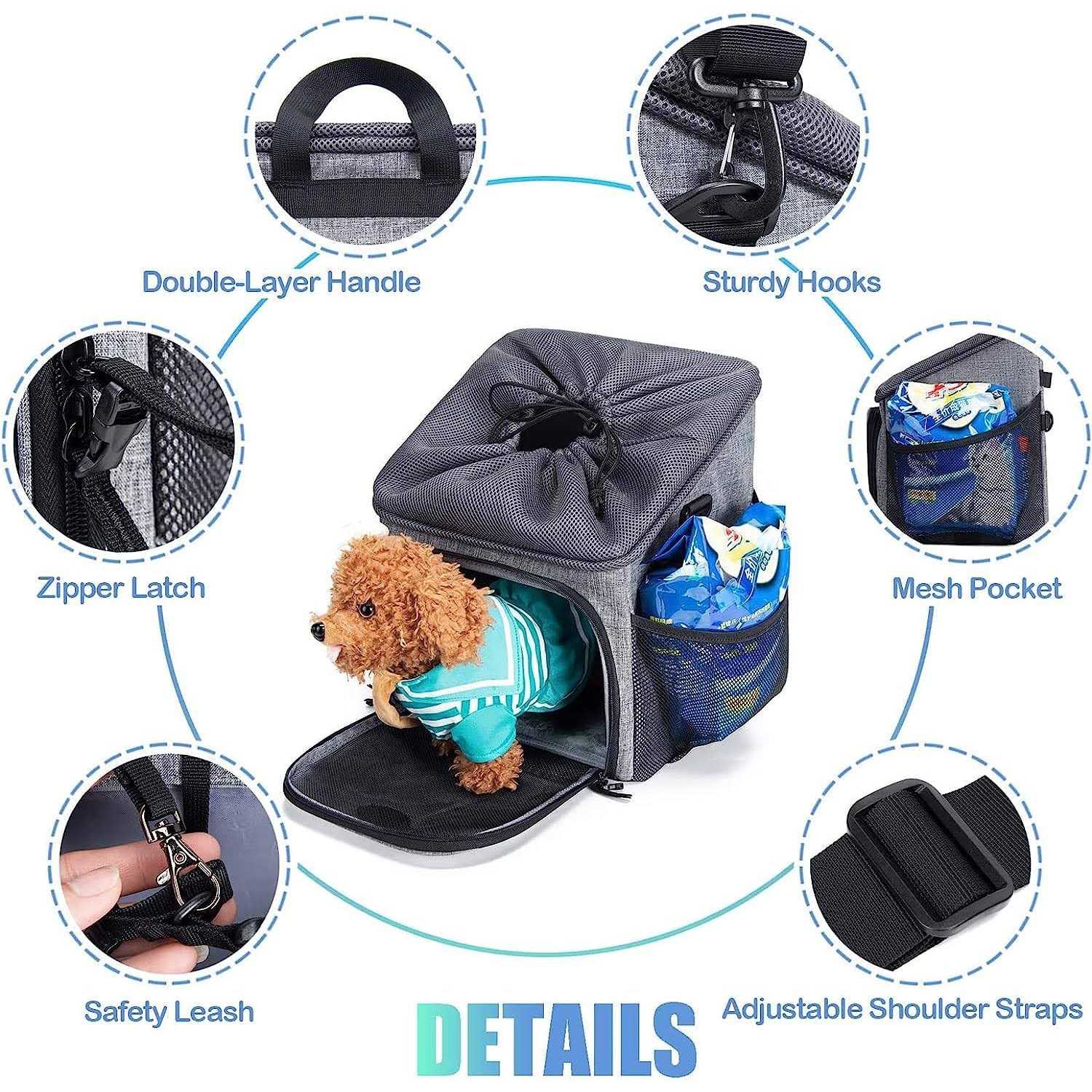 Alternative view of Wakytu Dog Bike Basket Carrier Pet Bicycle Front Carrier Backpack for Bike Riding Foldable Removable