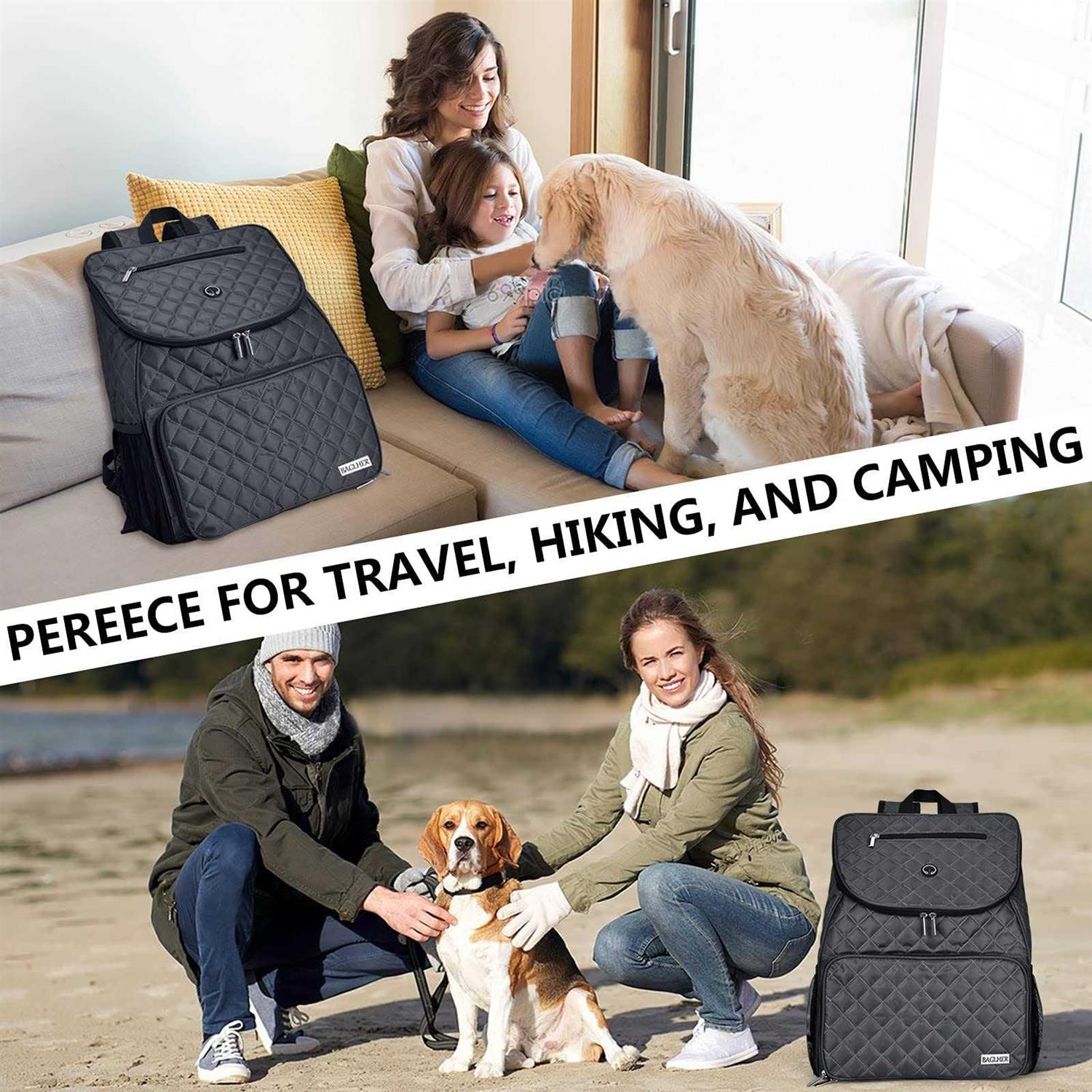 Alternative view of baglher Dog Travel Bag,Airline Approved Pet Supplies Backpack,Dog Travel Backpack with 2 Silicone Collapsible Bowls and 2 Food Baskets