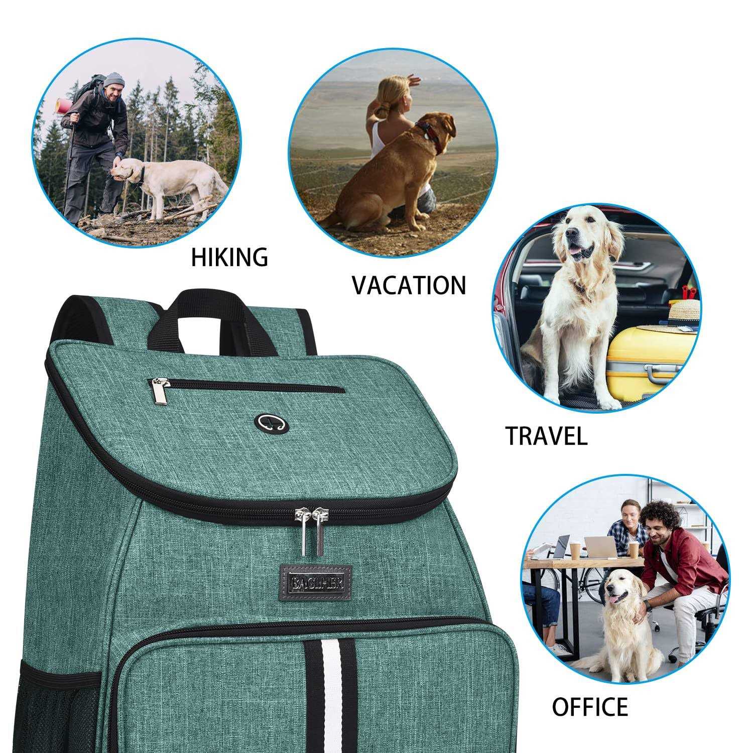 Alternative view of baglher Dog Travel Bag,Airline Approved Pet Supplies Backpack,Dog Travel Backpack with 2 Silicone Collapsible Bowls and 2 Food Baskets