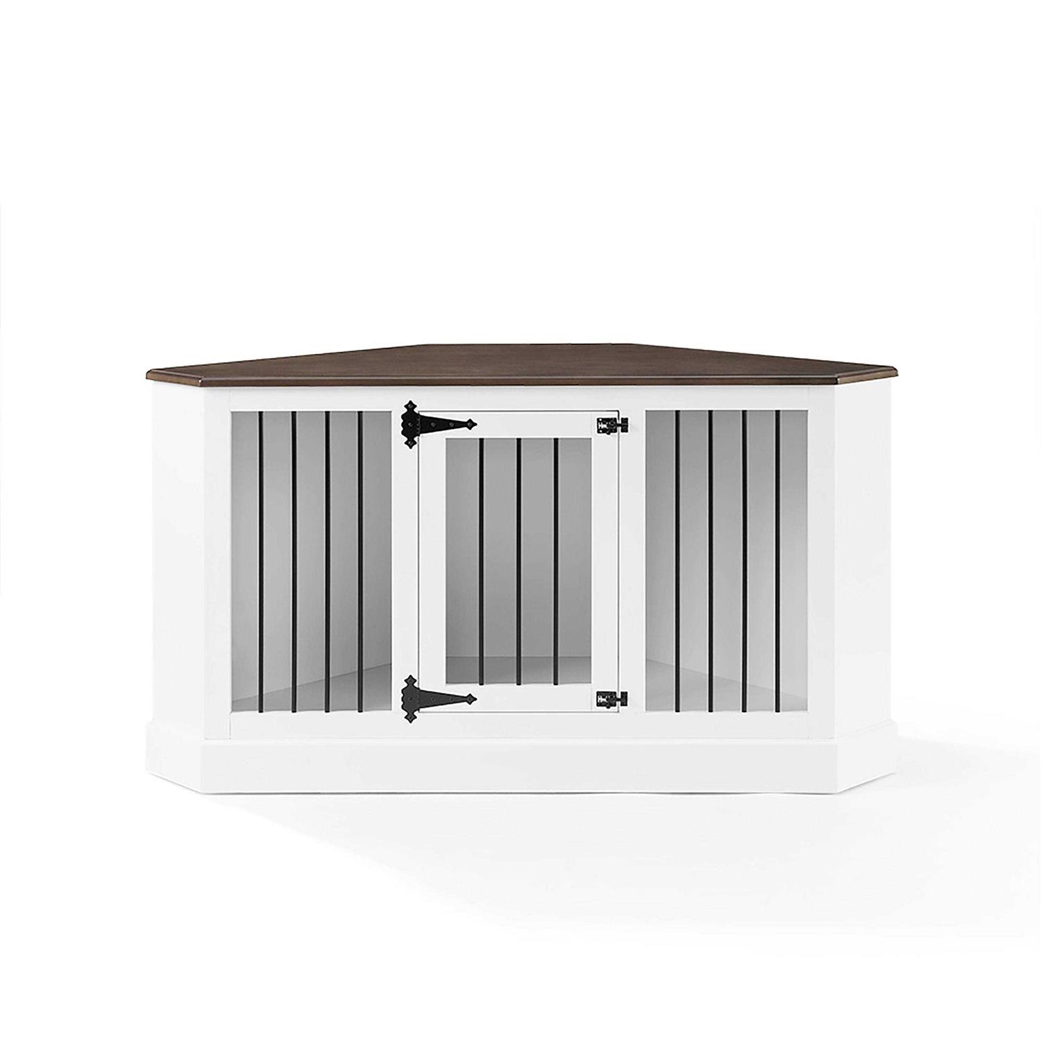 Alternative view of Crosley Winslow White Corner Credenza Dog Crate