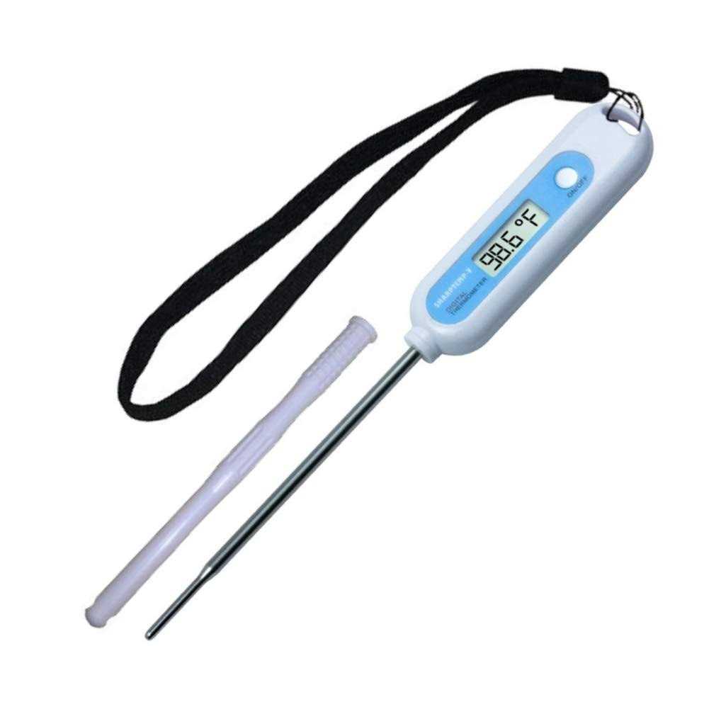 Alternative view of SHARPTEMP-V. Fast Accurate Temperatures in 8 to10 Seconds. Beeps When Ready. 5-Inch Stainless-Steel Probe with Rounded Tip. Safe for All Farm
