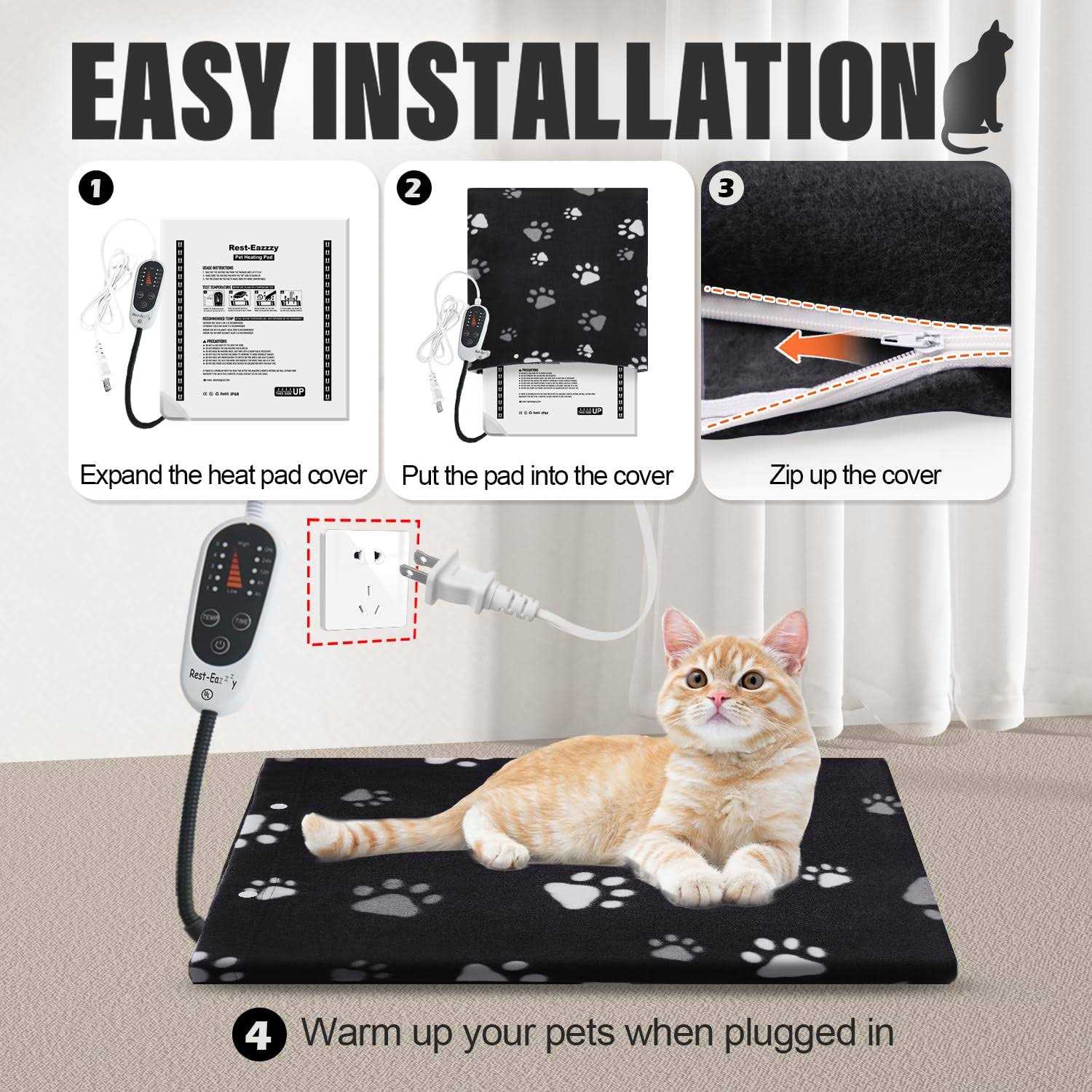 Alternative view of Rest-Eazzzy Pet Heating Pad Indoor Dog Heating Pad Mat with Removable Cover