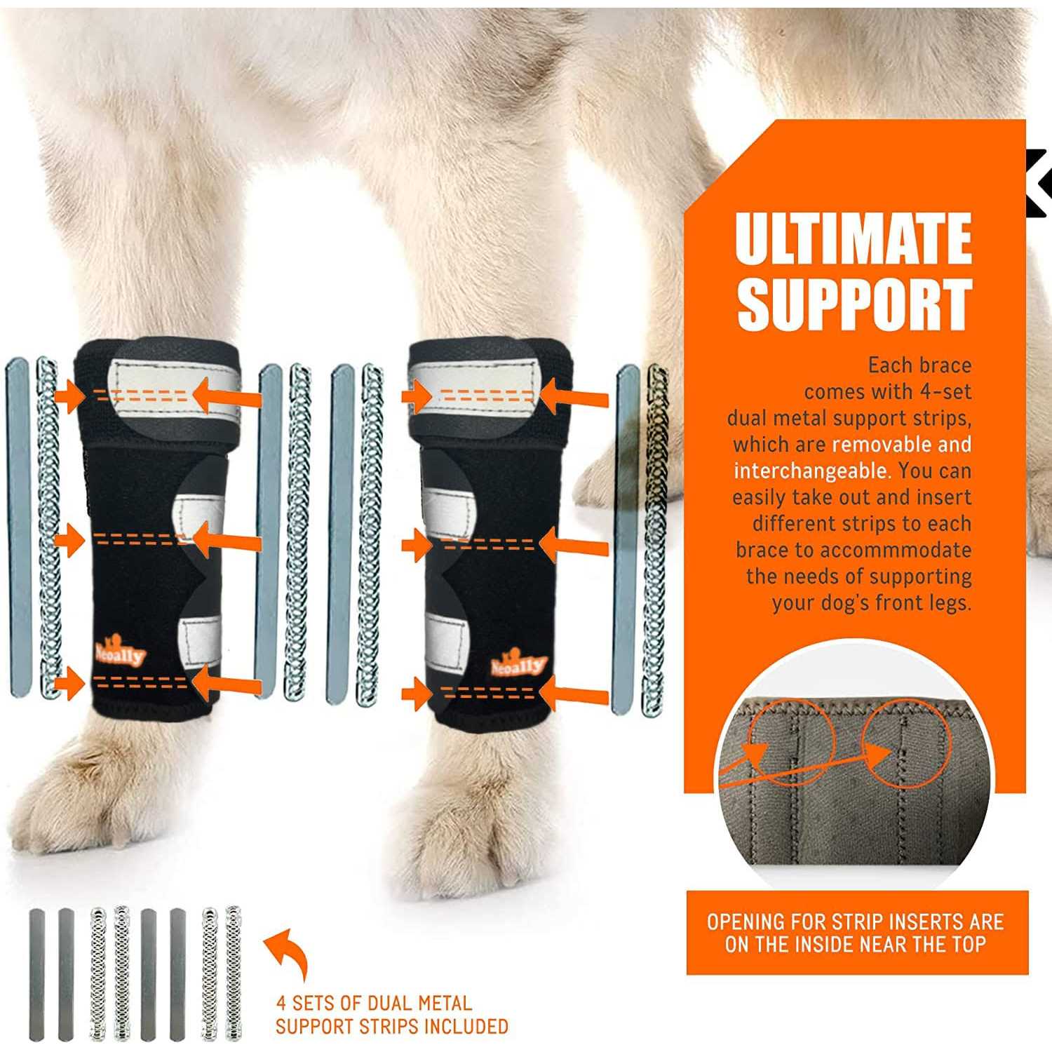 Alternative view of NeoAlly 3-in-1 Dog Splint Front Leg Support, Front Leg Brace with Rigid and Spring Inserts