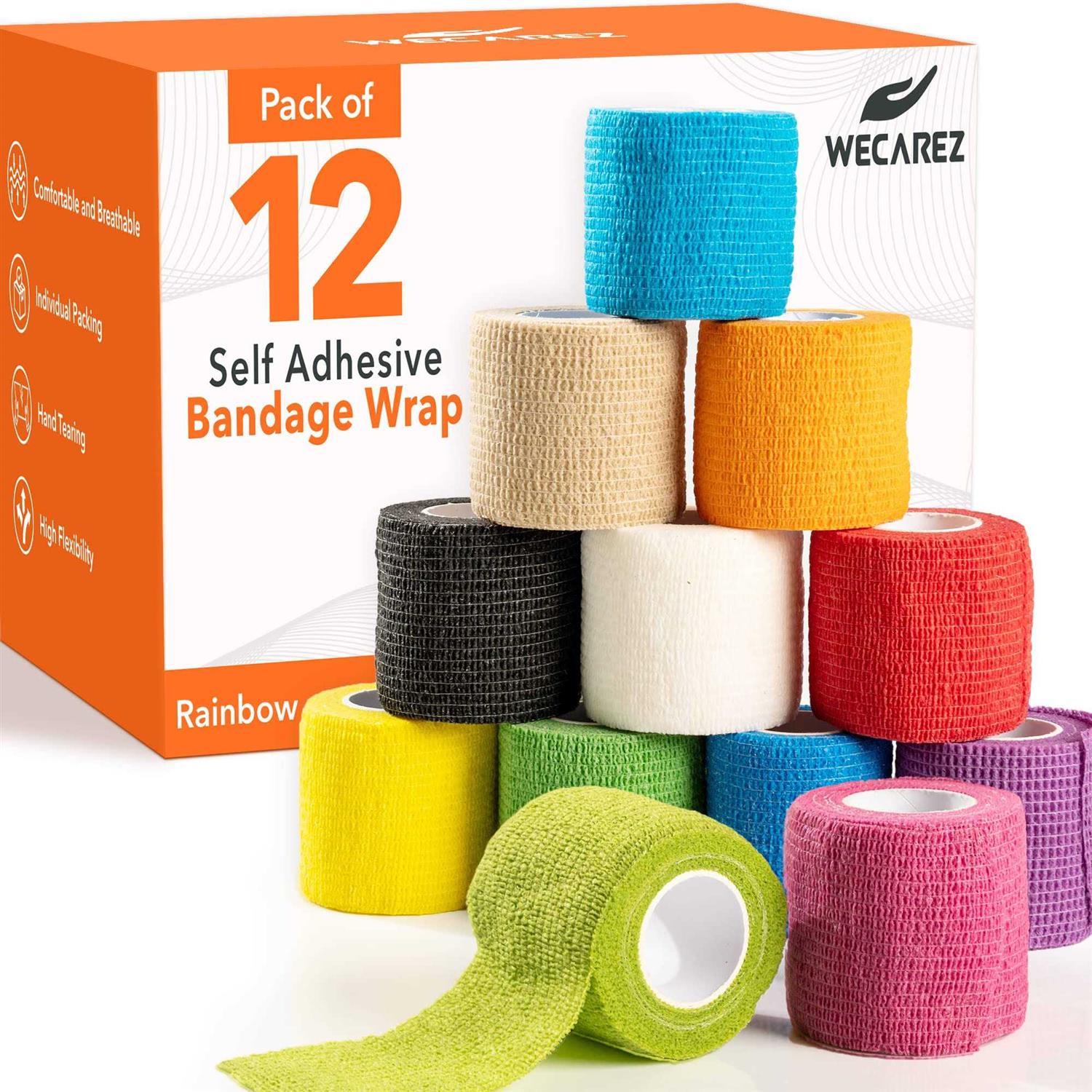 WECAREZ Self Adhesive Bandage Wrap 2 inch x 5 Yards Non-Woven Bandage Wrap