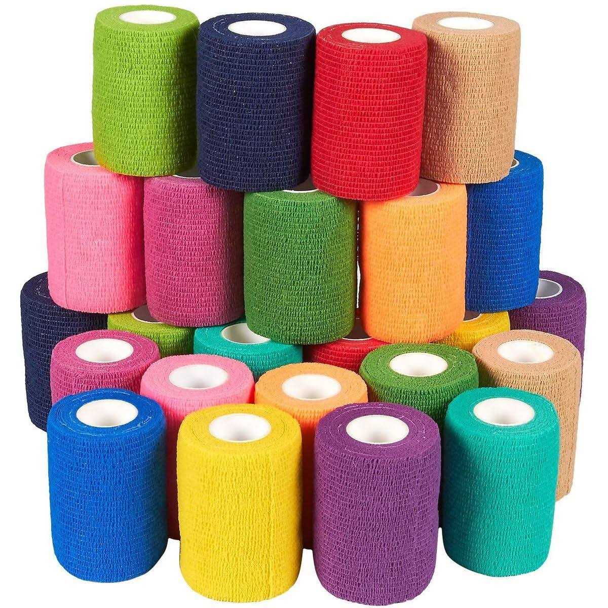 Juvale 24 Rolls Colorful Self Adhesive Bandage Wrap 3 Inch x 5 Yards