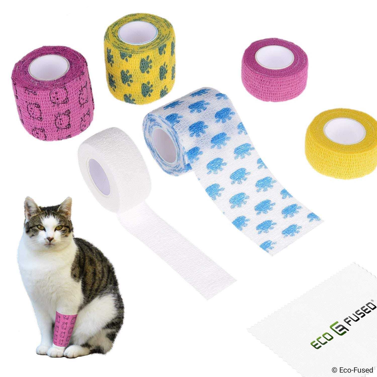 Eco-Fused Self Adhering Bandage Injury Wrap Tape for Dogs Pack of 6 Supports Muscles and Joints